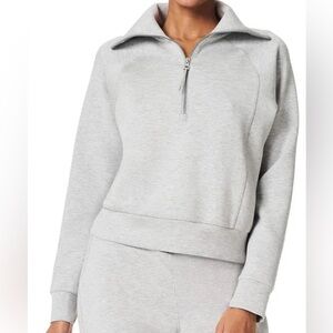 Spanx AirEssentials Half-Zip Sweatshirt – Light Grey Heather – Size M - NEW